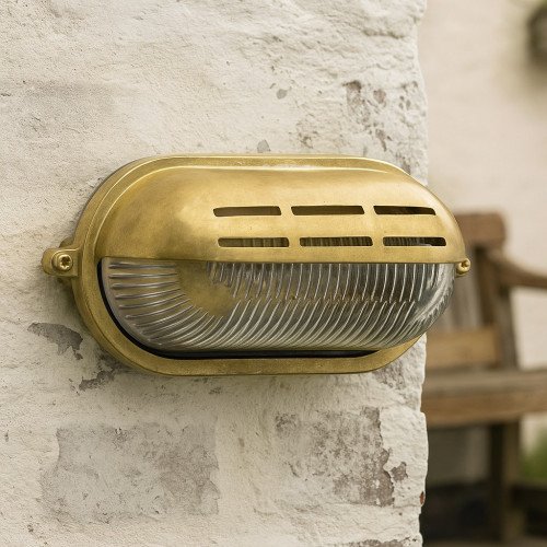 Bronzen muur scheepslamp van messing