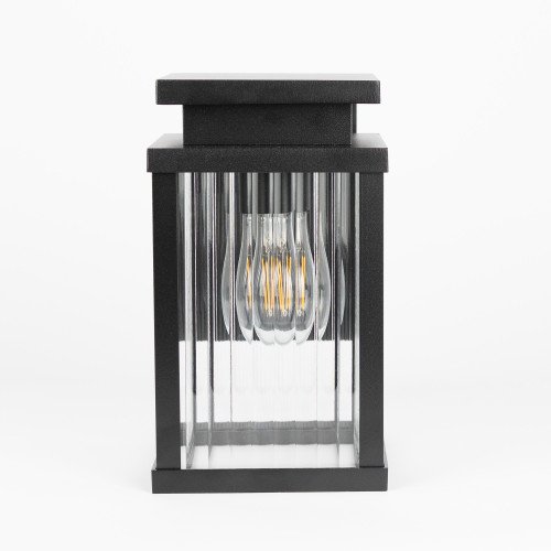 Buitenlamp Ripley muurlamp zwart geribbeld glas
