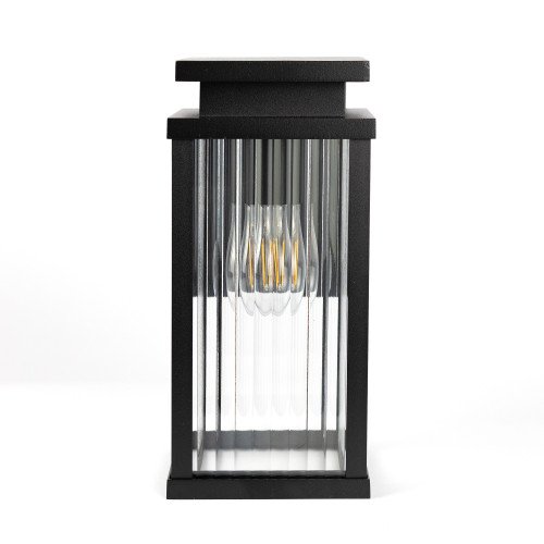 Buitenlamp Ripley muurlamp zwart geribbeld glas