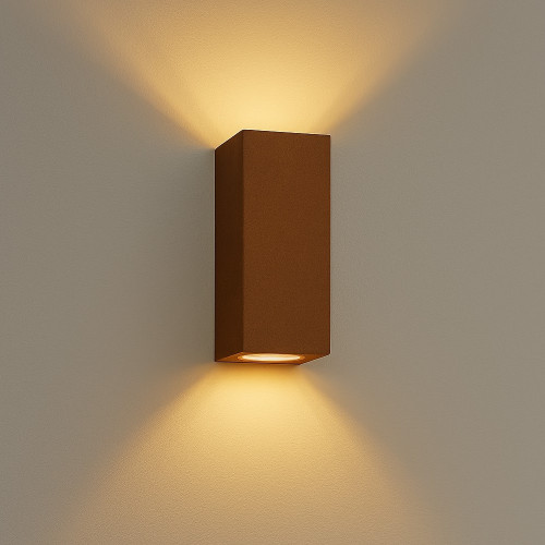 Buitenverlichting Geo up en down wandlamp in moderne stijl en corten kleur