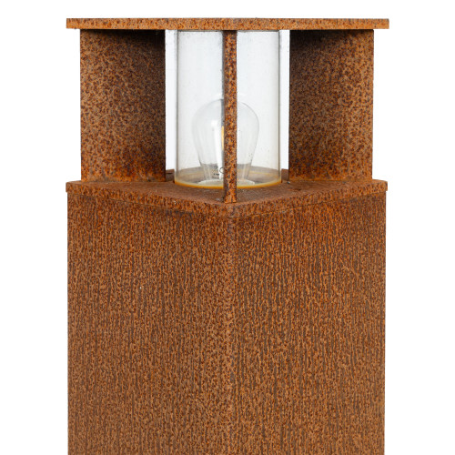 Robuuste vierkante tuinlamp corten bruin cortenstaal glazen venster buitenlamp.