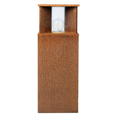 Robuuste vierkante tuinlamp corten bruin cortenstaal glazen venster buitenlamp.