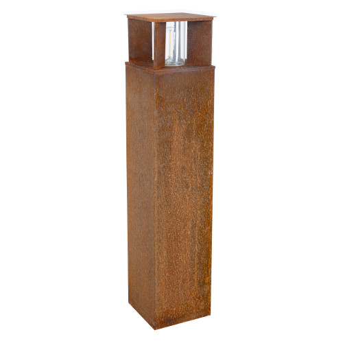 Robuuste vierkante tuinlamp corten bruin cortenstaal glazen venster buitenlamp.