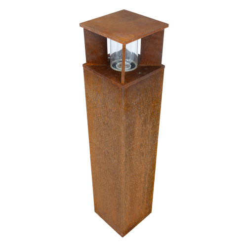 Robuuste vierkante tuinlamp corten bruin cortenstaal glazen venster buitenlamp.
