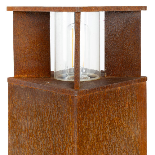 Robuuste vierkante tuinlamp corten bruin cortenstaal glazen venster buitenlamp.