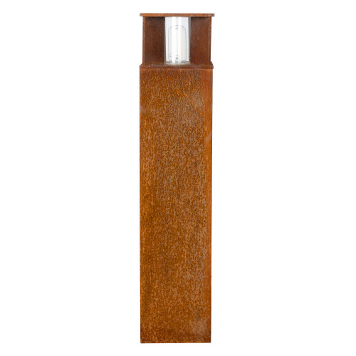 Robuuste vierkante tuinlamp corten bruin cortenstaal glazen venster buitenlamp.