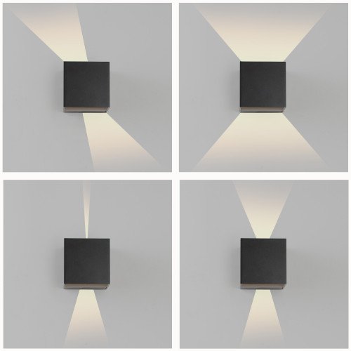 Reach up- en downlighter wandlamp voor binnen en buiten met modern design van aluminium in zwarte & bruine kleur