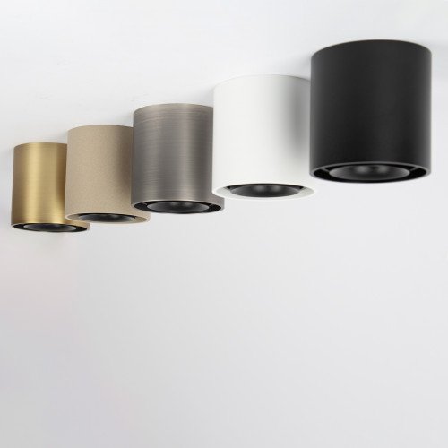 Binnenverlichting Oliver opbouwspot met ronde vormen, modern design en afwerking in zwarte kleur.