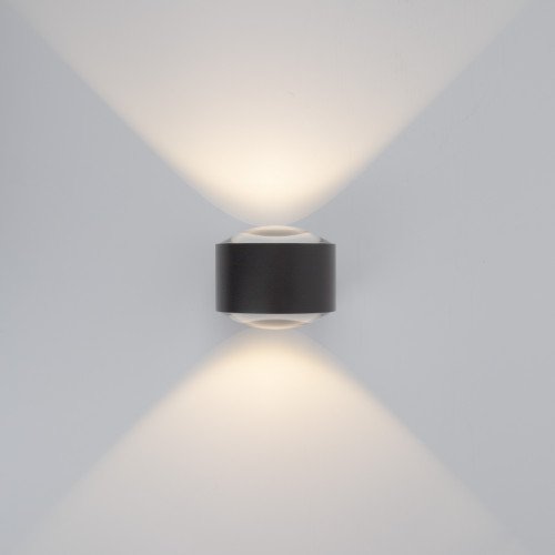 Zwarte convex glazen venster modern wandlamp up&down