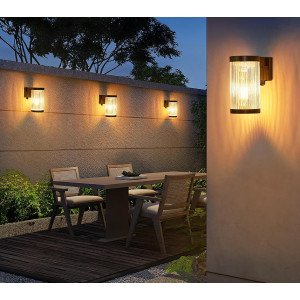 set van 6 Moderne muurlamp zonne-energie rond model