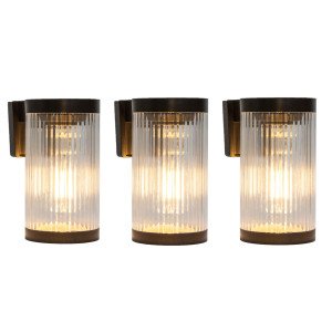 set van 3 Moderne muurlamp zonne-energie rond model