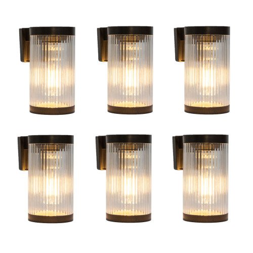 set van 6 Moderne muurlamp zonne-energie rond model