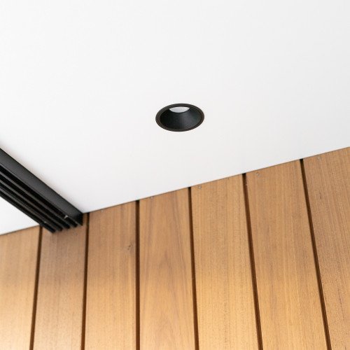 Ronde inbouwspot Ivar plafond zwart dimbaar 90mm