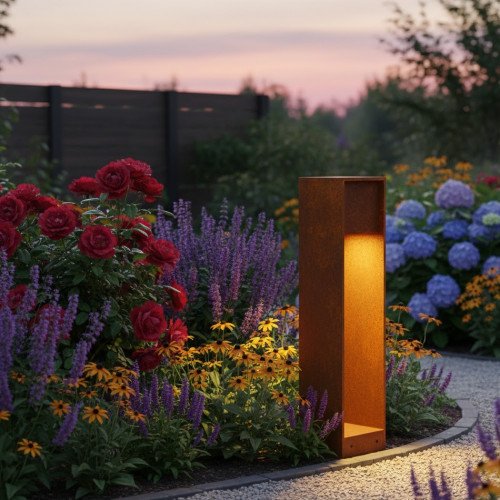 Tuinlamp cortenstaal vierkant modern GU10