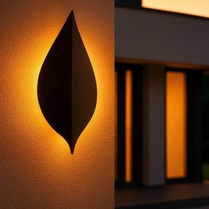 Buitenlamp Leaf muurlamp zwart aluminium modern Buitenlamp Leaf muurlamp zwart aluminium modern