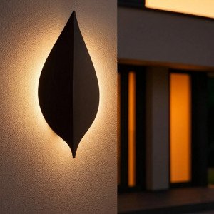 Buitenlamp Leaf muurlamp zwart aluminium modern