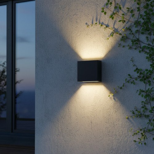 buitenlamp Nelson Up & Down muurlamp zwart aluminium modern