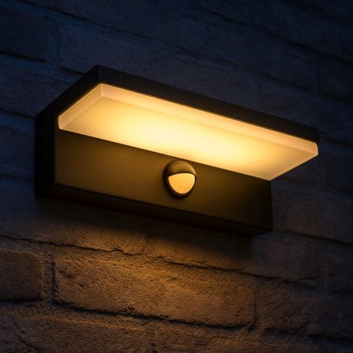 Buitenlamp Ian bewegingssensor wandlamp zwart aluminium modern