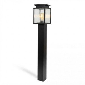 Buitenlamp Leicester 2 tuinlamp zwart geribbeld glas aluminium 100cm