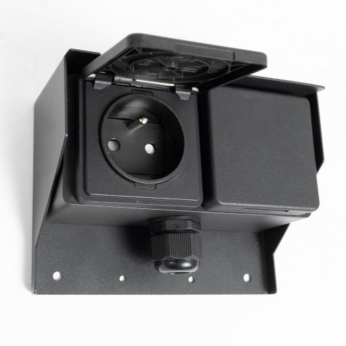 Buitenstopcontact 2 Wanstopcontact Zwart RVS Modern