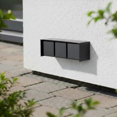 Buitenstopcontact 3 Wanstopcontact Zwart RVS Modern