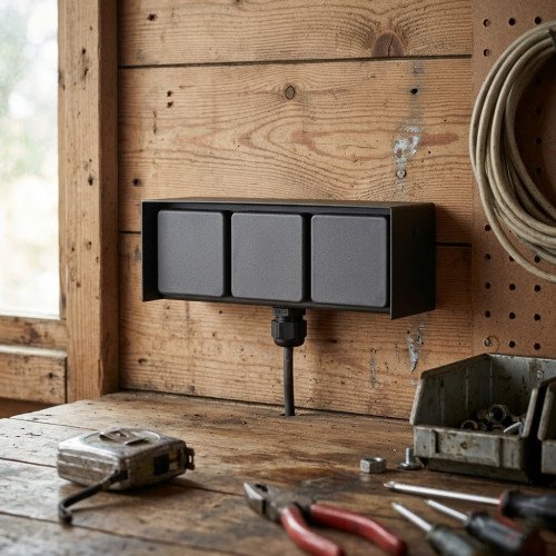 Buitenstopcontact 3 Wanstopcontact Zwart RVS Modern