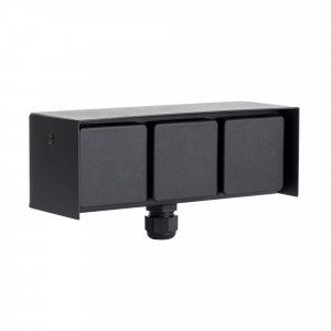 Buitenstopcontact 3 Wanstopcontact Zwart RVS Modern