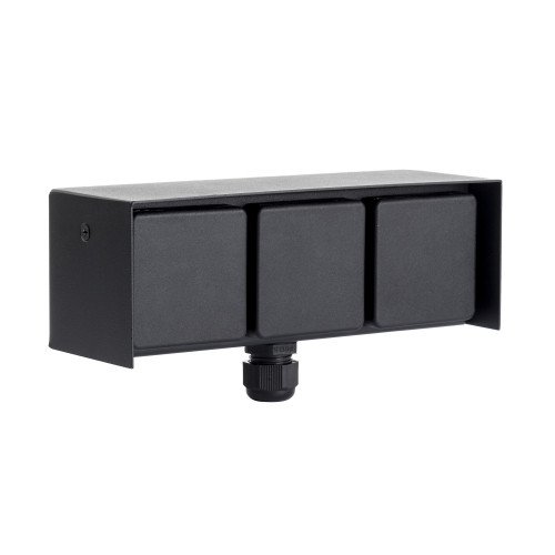 Buitenstopcontact 3 Wanstopcontact Zwart RVS Modern