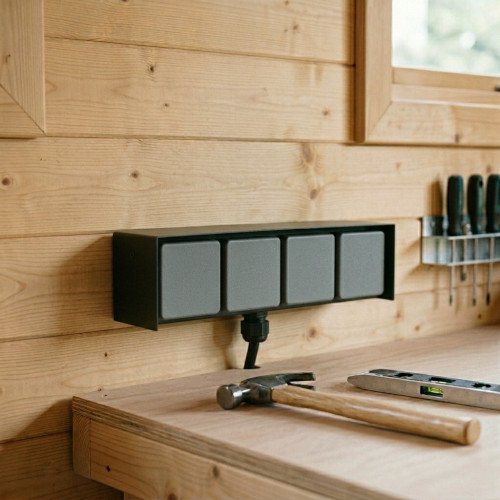 Buitenstopcontact 4 Wanstopcontact Zwart RVS Modern