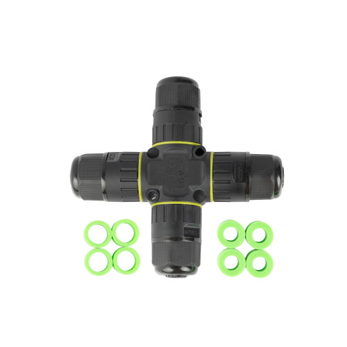 Waterdichte veilige X-aftak kabelverbinder IP86 zwart 