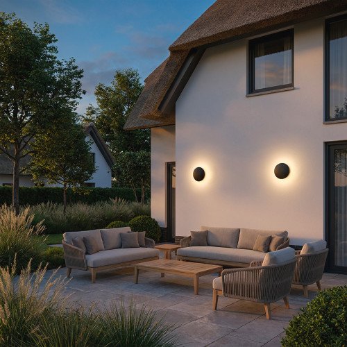 Buitenlamp Eclips wandlamp small zwart aluminium modern