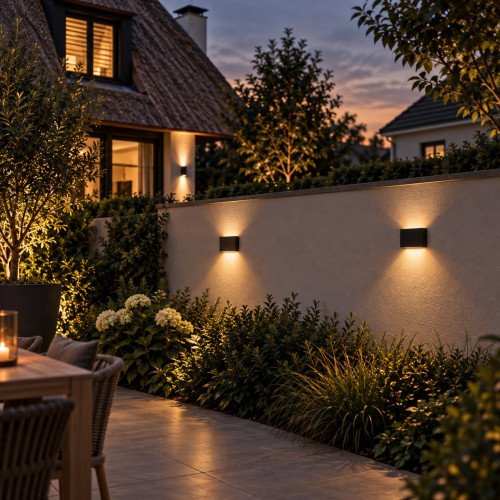 Buitenlamp Elroy muurlamp medium zwart aluminium modern