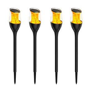4x Torch Solar Tuinlamp Zwart