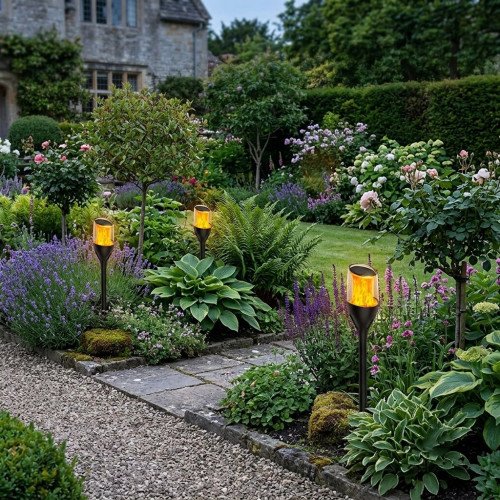 4x Torch Solar Tuinlamp Zwart