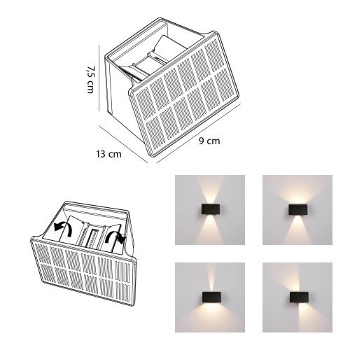 Buitenlamp Mitch solar muurlamp zwart modern