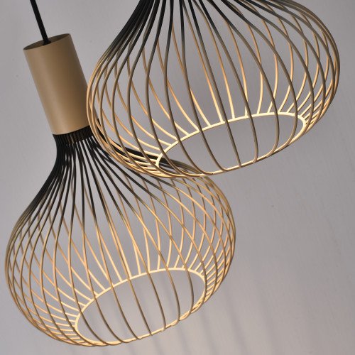 Binnenverlichting Isabel 3-lichts hanglamp zwart beige