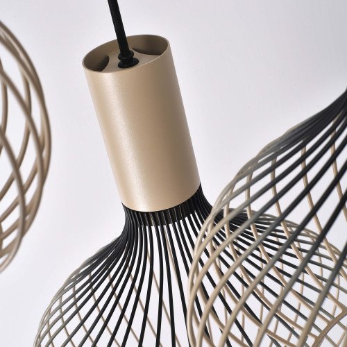Binnenverlichting Isabel 3-lichts hanglamp zwart beige