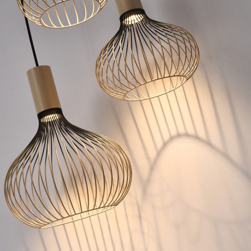 Binnenverlichting Isabel 3-lichts hanglamp zwart beige