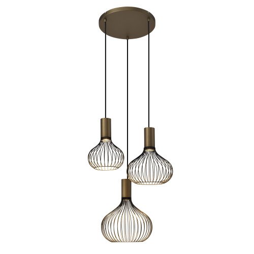 Binnenverlichting Isabel 3-lichts hanglamp zwart goud