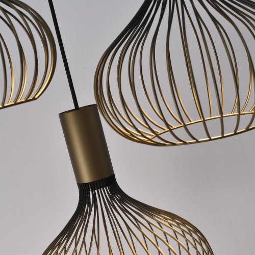 Binnenverlichting Isabel 3-lichts hanglamp zwart goud