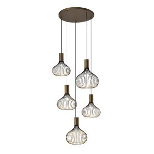 Binnenverlichting Isabel 5-lichts hanglamp zwart goud