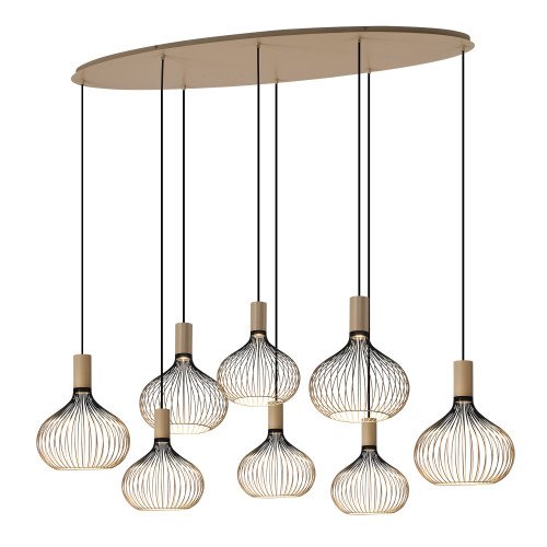 Binnenverlichting Isabel 8-lichts hanglamp zwart beige