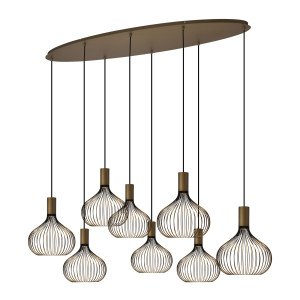 Binnenverlichting Isabel 8-lichts hanglamp zwart goud
