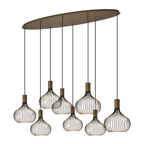 Binnenverlichting Isabel 8-lichts hanglamp zwart goud
