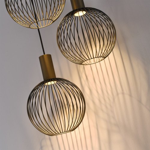 Binnenverlichting 5-lichts Ascha hanglamp zwart goud