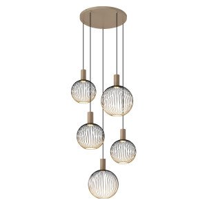 Binnenverlichting 5-lichts Ascha hanglamp zwart biege