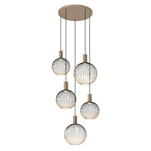Binnenverlichting 5-lichts Ascha hanglamp zwart biege
