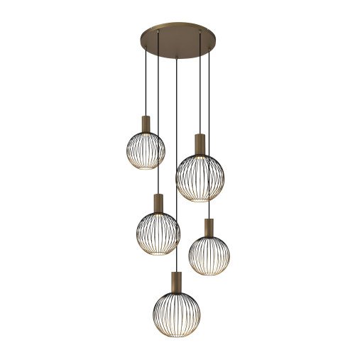 Binnenverlichting 5-lichts Ascha hanglamp zwart goud