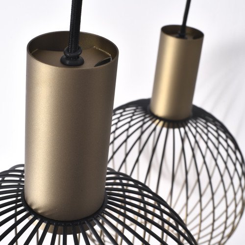 Binnenverlichting 5-lichts Ascha hanglamp zwart goud