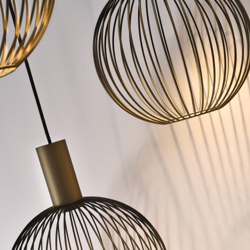 Binnenverlichting 5-lichts Ascha hanglamp zwart goud